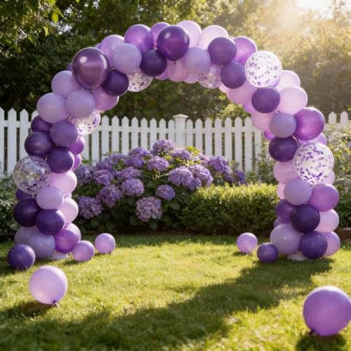 Dark Purple Balloons Set with Metallic & Confetti Options - 100pcs Balloon Decorations