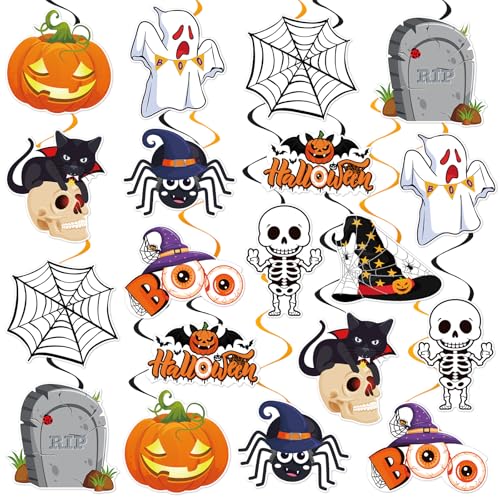 Halloween Hanging Swirl Decorations with Pumpkin Ghost Bat - Santa Claus Variation - 40 Pieces