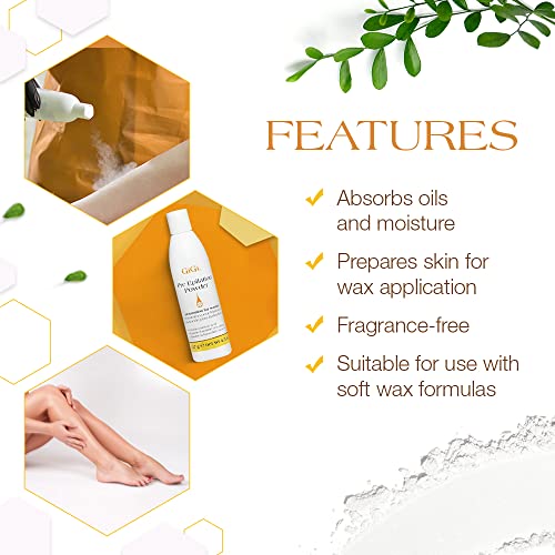 GiGi Pre-Epilation Waxing Powder 4.5 Fl Oz - Moisture-Absorbing Skin Prep
