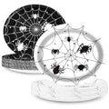 Halloween Spider Web Oval Paper Plates 10x12 Inches - Black & White Disposable Tableware - Spider Web Design - Variation: Spider Web