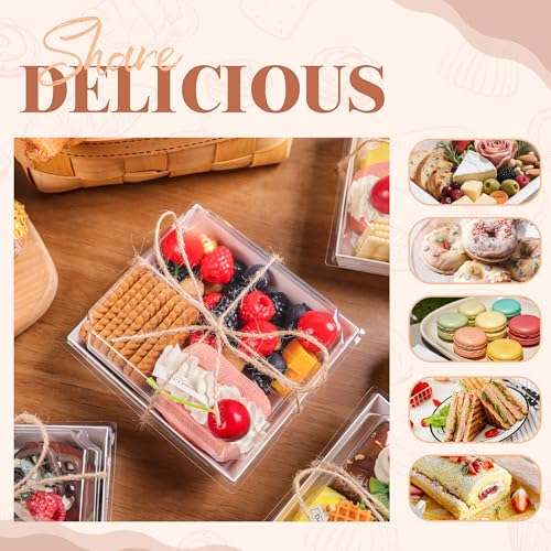 Halloween Baked Goods Packaging 100 Pack - Clear Lid, Leak-Proof, 5.3x4.9x2.5 in, White Variation