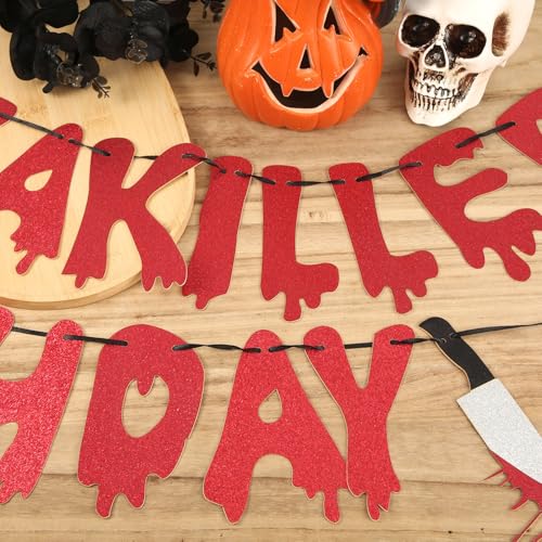 Bloody Zombie Birthday Banner - Red Horror Party Decorations