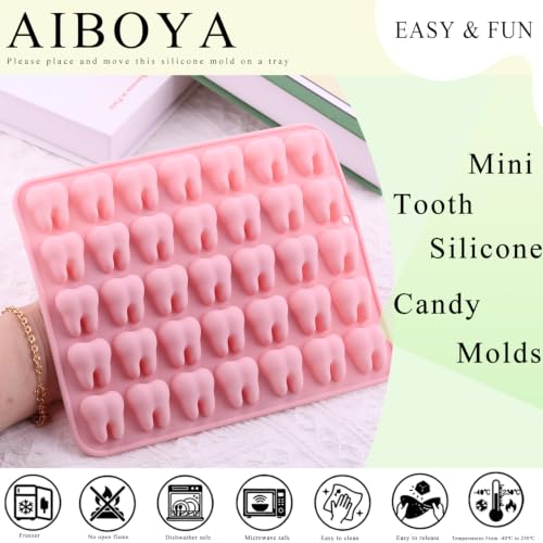 Mini Tooth Silicone Candy Molds - Pink, 35 Cavities, Food Grade, Reusable - Variation A