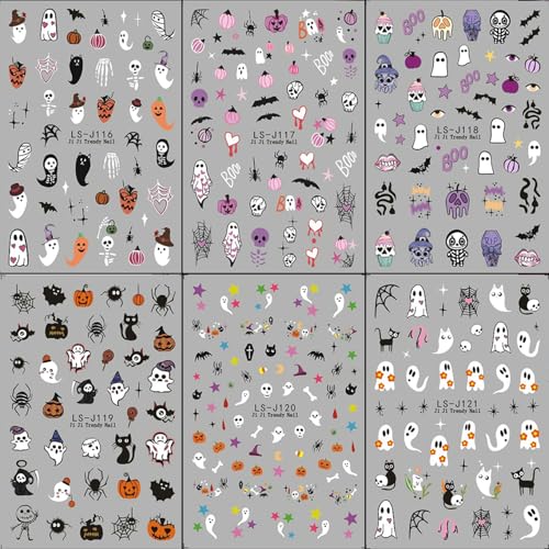 Halloween Nail Art Stickers 3D Self-Adhesive Ghost Pumpkin Skull Design - Style 3