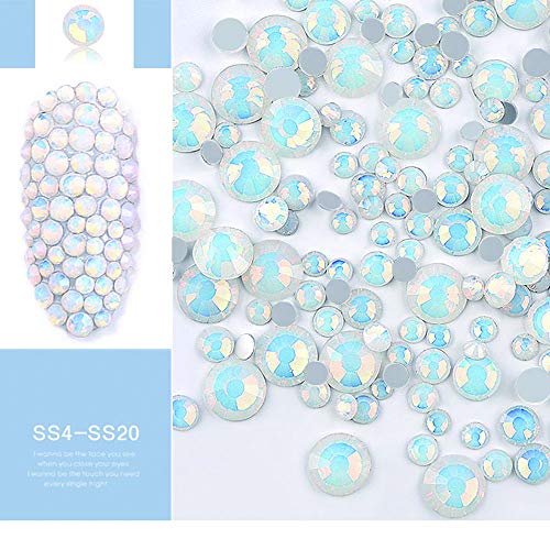 Sparkly Opal Rhinestones for Nails 4-Pack, 7 Sizes, Colorful DIY Nail Art Gems