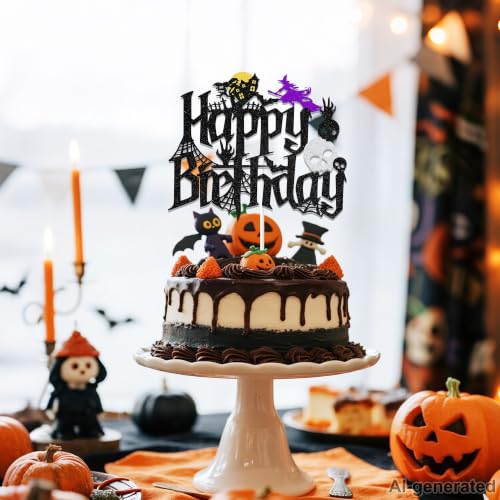 Halloween Birthday Cake Topper Ghost Themed Party Decorations for Men Women