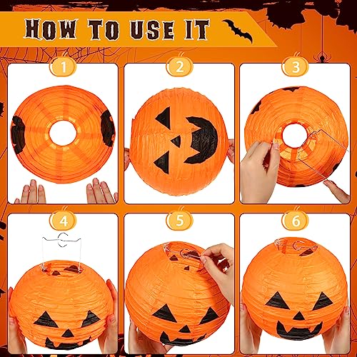 Halloween Pumpkin Paper Lanterns Set of 20 - 8 Inch Decor for Indoor & Outdoor Parties