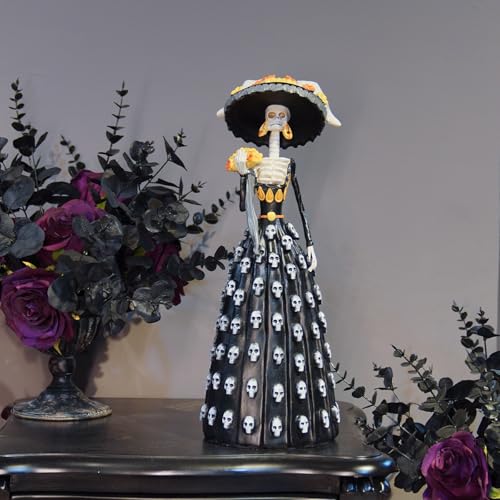 Halloween Catrina Skeleton Lady Figurine - Mexican Day of the Dead Decor