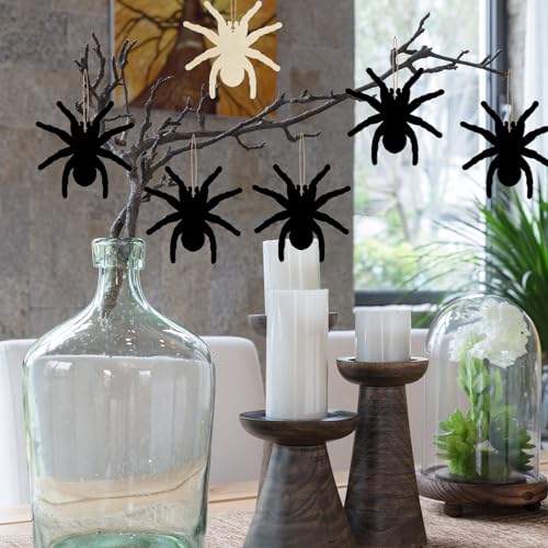 DIY Unfinished Wooden Spider Ornaments - Halloween Christmas Party Decorations, 20pcs