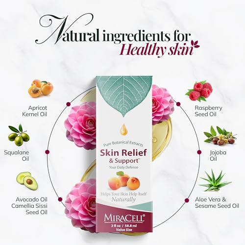 Miracell Skin Relief & Support Oil 2 oz - Natural Moisturizer for Dry Sensitive Skin - Includes 2 Fl Oz Variant