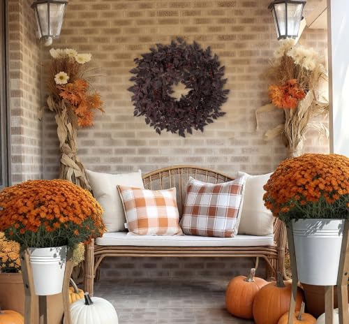 Fall Cimicifuga Wreath - 24-inch Artificial Autumn Door Decor for Indoor & Outdoor