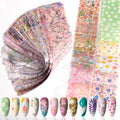 Kit4 300 Sheets Holographic Nail Foil Transfer Sheets - Iridescent Flower & Star Designs