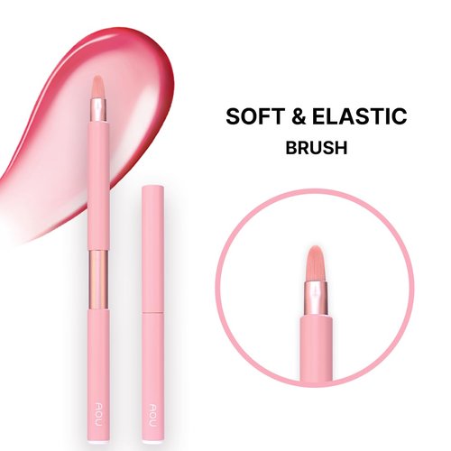 AOU LIP BRUSH Compact & Retractable Design for Easy Carry with Cruelty-Free Soft Brush, Valentine's Day Gifts for Woman
