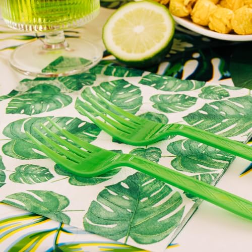 Hawaiian Party Tableware Set for 24 Guests - Luau Decorations, Plates, Napkins & Forks
