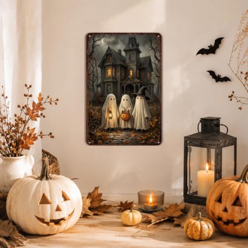 Halloween Ghost House Wall Art - Spooky Ghost Wall Decor - Variation 3
