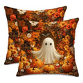 Halloween Ghost Pumpkin Throw Pillow Cover Set 18x18 in Orange Fall Decor - T2ghostorangepumpkin