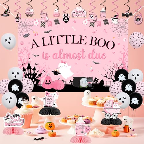 Halloween Baby Shower Decorations Set with Banner, Balloons & Centerpieces