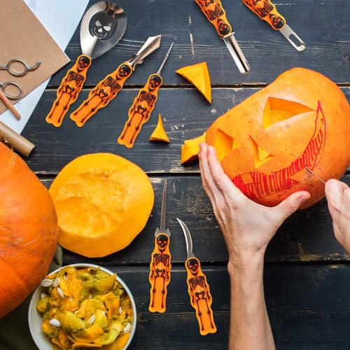 8-Piece Stainless Steel Pumpkin Carving Kit with Plastic Storage Box - Heavy Duty Halloween Tools