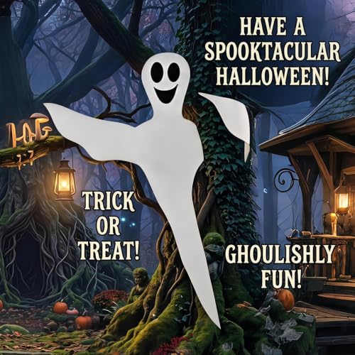 Halloween Ghost Tree Wrap Decor - 52 Inch Outdoor Friendly Ghost with White Variation