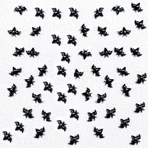 SHUXILIN Black Halloween Bat Nail Charms 3D Resin Nail Rhinestones - 200pcs