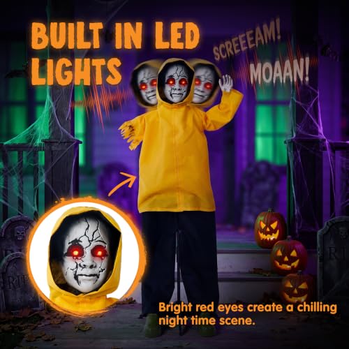 Halloween Ghost Animatronic Prop 49 Inch Life Size Outdoor Scary Decor with Glowing Eyes & Sound Activation