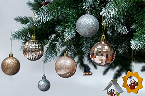 28PCS Shatterproof Christmas Ball Ornaments in Champagne Finish - 2.36" Regular Size