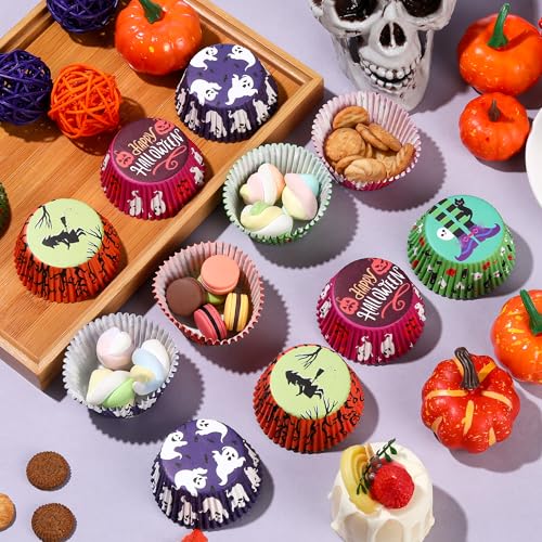 Halloween Cupcake Liners Set - Witch and Ghost Pattern, Style B, 100 Pieces