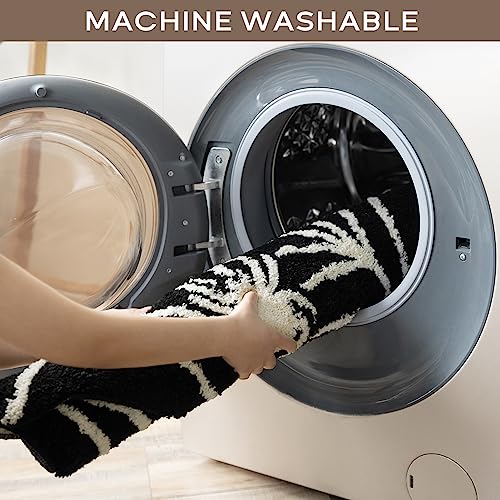 Ashler Halloween Spiderweb Bathroom Rug - Black Round 35.5x35.5in Non-Slip Gothic Decor