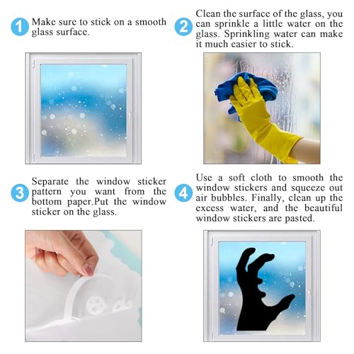 Halloween Zombie Arm Window Clings - Double-Sided Glass Decals for Home & Party, 9 Sheets