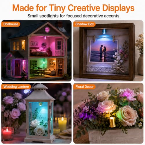 Mini RGB LED Lights Battery Powered for Crafts & Decorations - 12 Pack
