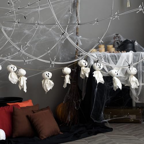 Rusted Fake Barbed Wire Decoration Set - 10 Pcs, Garden, Halloween, Western Theme