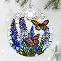 Lavender Butterfly Stained Glass Christmas Ornament - Holiday Tree Decor & Gift Idea