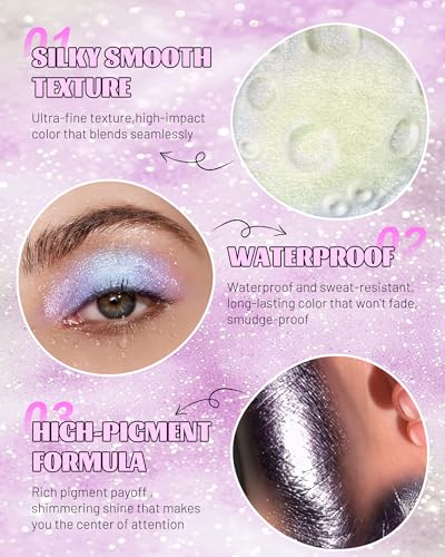 Chameleon Eyeshadow Palette - Black Purple Glitter, Multi-Color Shift, Long-Lasting