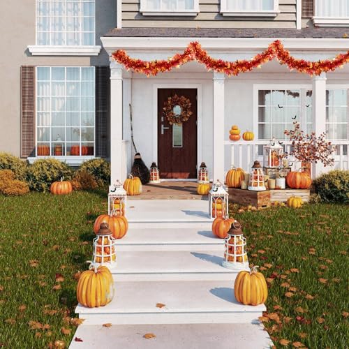 20ft Maple Leaf Tinsel Garland for Autumn Thanksgiving Halloween Decorations