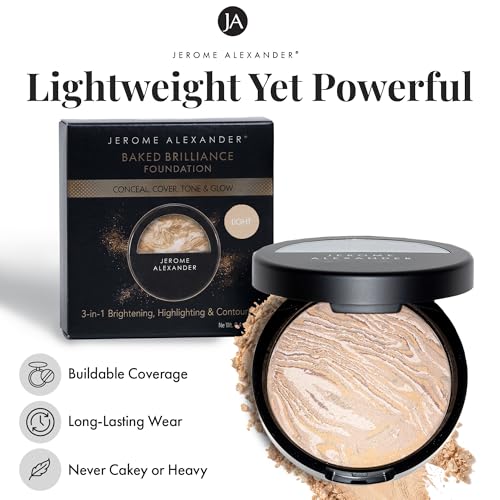 Jerome Alexander Baked Brilliance Powder Foundation - Medium, Flawless Finish & Brightening