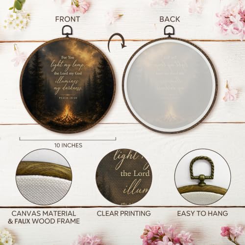 MOTERMATE Christian Moody Forest Wall Art Decor - Fire Variation 10x10 Inch Round Canvas