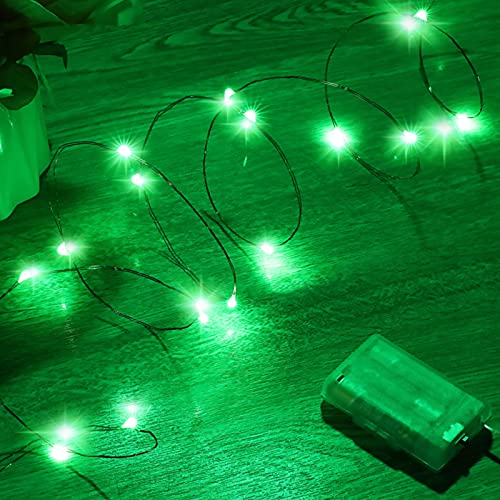 Battery Operated Fairy Lights 16 Pack - Green Copper Wire Starry String Lights for Bedroom Xmas Parties