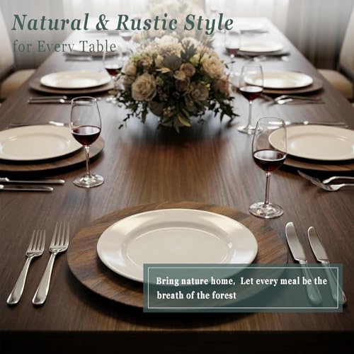30 Count 13-Inch Faux Wood Charger Plates Set for Dinner Table Decor
