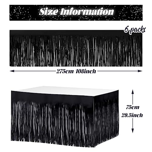 Black Metallic Foil Fringe Table Skirts - 6 Pack, 9 Feet x 29.5 Inches, Party Decor Variation of THIS listing