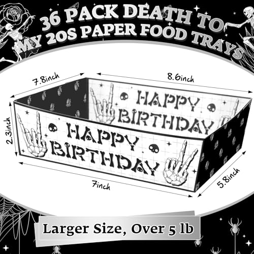 Death to My 20s Disposable Tableware Set - Black and White Gothic Party Trays, 36 Pieces