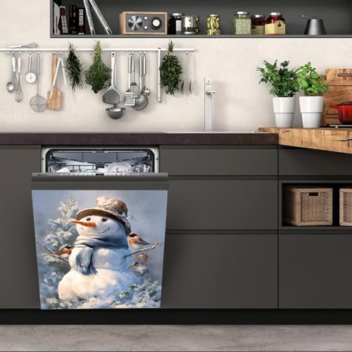 Christmas Snowman Magnetic Dishwasher Cover 23x26 Inches - Kitchen Decor