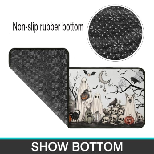 Halloween Horror Kitchen Rugs Set of 2 Non Slip Washable Indoor Floor Mats