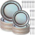 Vintage Style Medieval Party Supplies Set - Silver Pewter Look Dinnerware and Forks for 60 Guests
