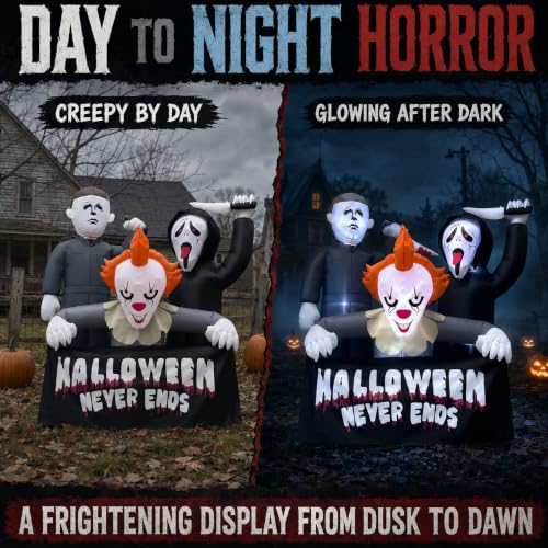 Halloween Inflatable Killer Trio - 6FT Outdoor Decorations with LED Lights - Variation of Killers