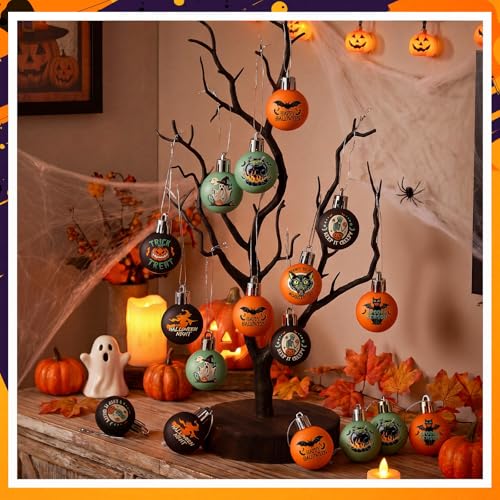 Gothic Halloween Tree Ornaments Set - 40 Spooky Mini Ball Decorations with Variation