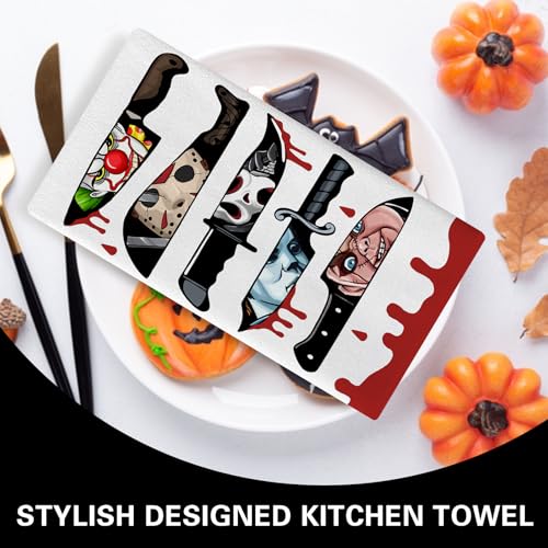 Halloween Kitchen Dish Towels Set of 2 - Classic Movie Horror Pattern