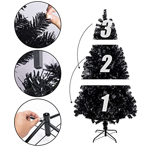 7.5FT Artificial Christmas Tree with 1800 Tips & Metal Stand - Black, Indoor Outdoor