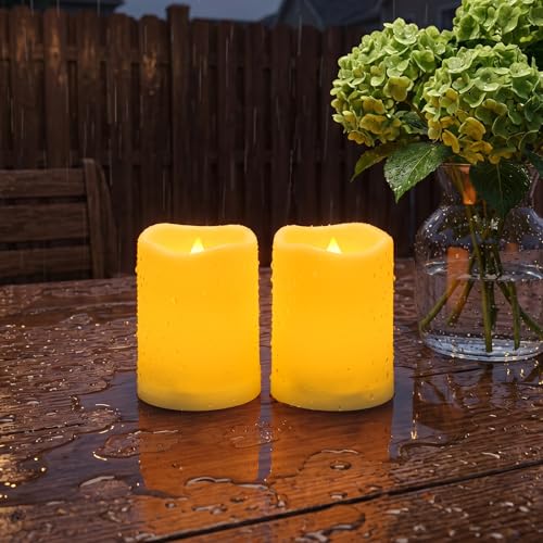 Outdoor Waterproof Flameless LED Candle - Auto Light Sensor, 3x4 Inches - White, D3xH4 Variation