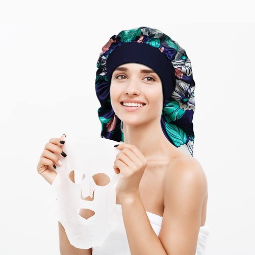 BCHRTOIP 4 Pcs Long Satin Sleep Bonnet for Curly Hair and Dreadlock, Long Braids Bonnet Sleeping Cap for Women Multicolor