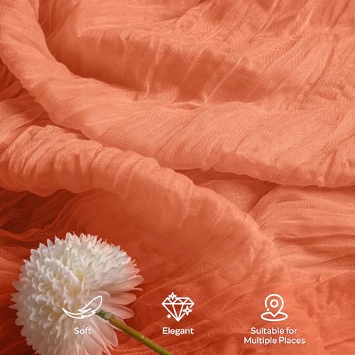 Orange Boho Rustic Cheesecloth Table Runner 2-Pack - 35x120 Inch for Weddings & Events - Variation: Orange / 2PC